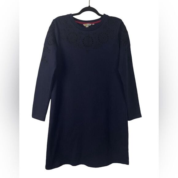 Boden Embroidered Navy Blue Dress - Size US 8L - Picture 1 of 7